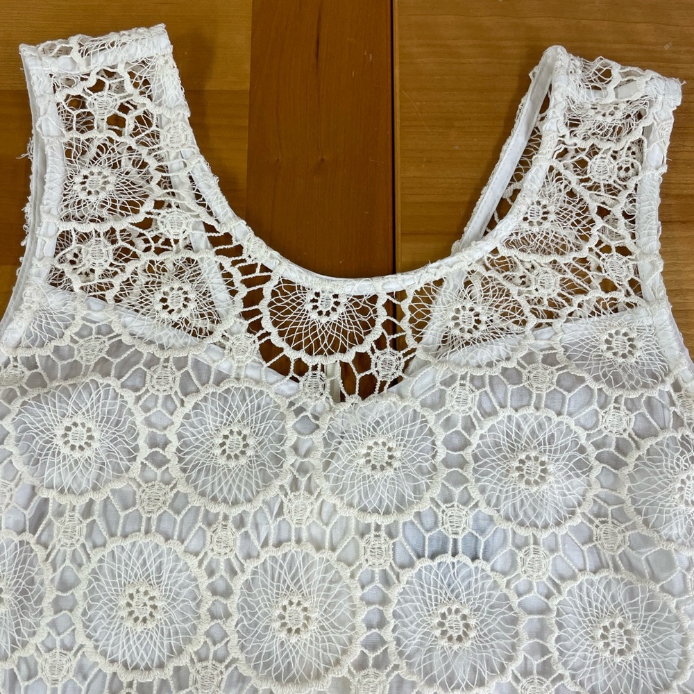 Mud Pie Mallory ivory crocheted dress large - Picture 10 of 14